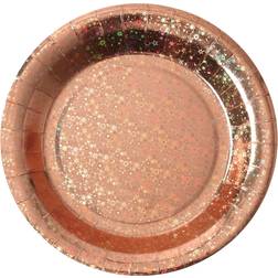 Santex Feest wegwerpbordjes glitter 10x stuks 23 cm rosegoud