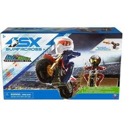 Supercross Race and Wheelie Competition Set with Deluxe Ramp