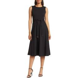 Calvin Klein Color Block Belted Midi Dress - Black