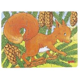 Goki 57709 Mini Puzzle "Waldtiere Motiv: Eichhörnchen" Holzpuzzle