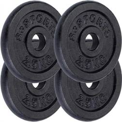 Gorilla Sports Jeu de Disques d'Entraînement 10 kg, Plaques 4 x 2,5 kg, 30/31 mm, en Fonte, Noir Set de Disques de Poids, Plaques de Poids pour Haltères