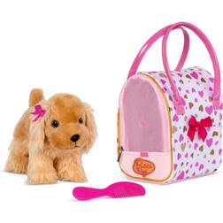 Pucci Dog in bag, gold & pink hearts (708365)