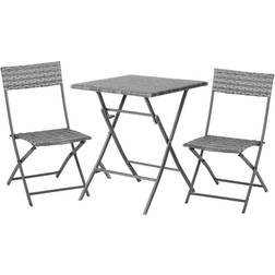 OutSunny 3PC Bistro Set Rattan Furniture Bistro Set