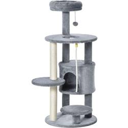 Pawhut Activity Center w/ Hanging Ball & Teasing Rope Grey