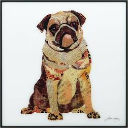 Empire Art Direct Pugs Printed Glass Wall Art with Black Anodized Aluminum Frame Brown Framed Art 24x24"