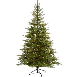 Nearly Natural North Carolina Spruce Artificial with Lights and Bendable Branches, 84" Green Christmas Tree