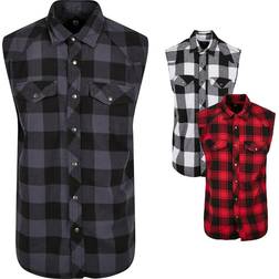 Brandit Checkshirt Mouwloos Overhemd - Zwart/Grijs