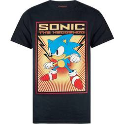 Sonic the Hedgehog Sonic The Hedgehog Mens Propaganda Poster T-Shirt (Black)