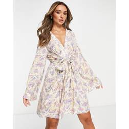 River Island Ditsy Printed Shirred Mini Dress