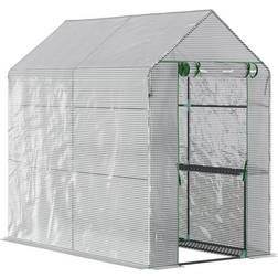 OutSunny Walk In Greenhouse W/Shelves Steeple Grow House 186x120x190cm