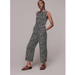 Whistles Josie Spotted Check Jumpsuit, Black/White