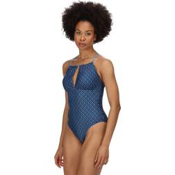 Regatta Womens/Ladies Halliday Tile One Piece Swimsuit (Navy)