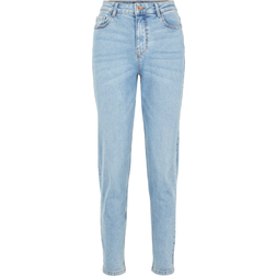 Pieces – Kesia – Blekta mom jeans med hög midja-Blå