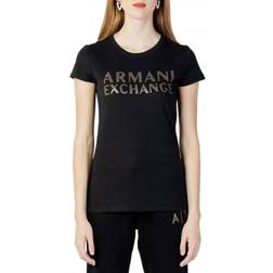 Armani Exchange Regular Fit Strick-T-Shirt - Schwarz