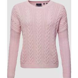 Superdry Jersey de cuello redondo de punto de mujer - Rose