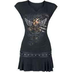 Spiral Steam Punk Ripped Kleid - Schwarz