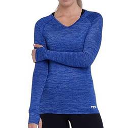 Damen Elle Langarm V-Ausschnitt Laufshirt - Schwarz