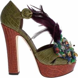 Dolce & Gabbana Leather Crystal Platform - Green
