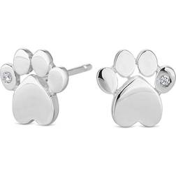 Simply Silver Simply Paw Print Stud Earrings