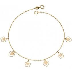 Elements Flower & Heart Charm Bracelet - Gold