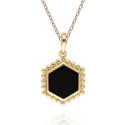 Gemondo Onyx Flat Slice Hex Pendant in Plated Sterling