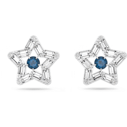 Swarovski Clous d'oreilles Stella, Tailles variées, Étoile, Bleues, Métal rhodié