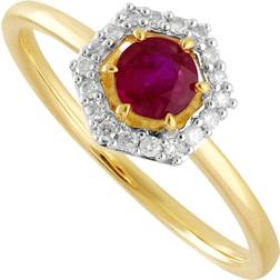 Gemondo Halo Ring - Gold/Red/Diamonds