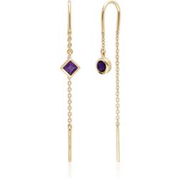 Gemondo Micro Statement Amethyst Threader Earrings in 9ct