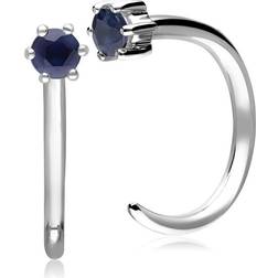 Gemondo Pull Through Hoop Earrings - White Gold/Blue