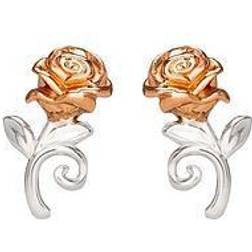 Disney Beauty And The Beast Rose Plated Sterling Rose Stud Earrings