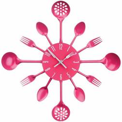 Premier Housewares Kitchen Cutlery Wall Hot Pink Wall Clock