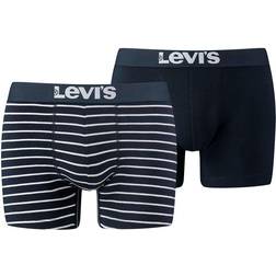 Levi's 2P Base Stripe Boxer - Hvit/Marine Bomull