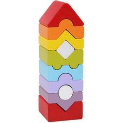 Cubika 14989 bunter Stapelturm 10-teilig Holz Ukrainian Toys