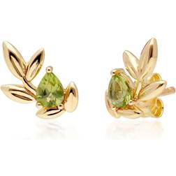 Gemondo O Leaf Peridot Stud Earrings in 9ct
