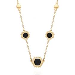 Gemondo Onyx Flat Slice Hex Chain Necklace in Plated Sterling