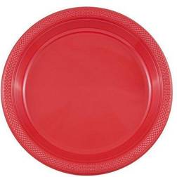 Jam Paper Large Plastic Plates Red 10.25 20/Pack