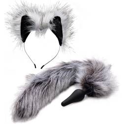 Tailz Grey Wolf Tail Butt Plug and Ears Grey