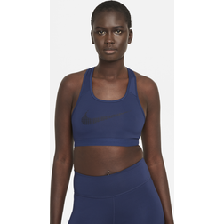 Nike Training Swoosh Dri-FIT mid support gingham sports bra in