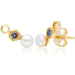 Gemondo Ear Climber Studs - Gold/Pearl/Transparent