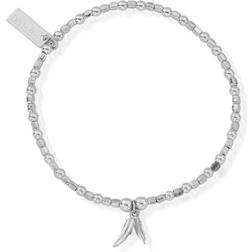 ChloBo Mini Cube Double Feather Bracelet - Silver