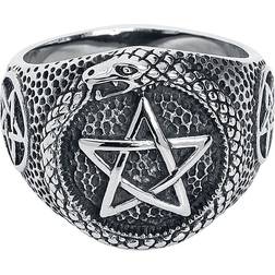 etNox hard and heavy Snake Pentagram Ring Unisex sølvfarvet