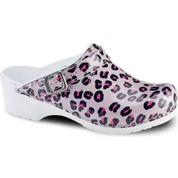 Sanita Clogs Damen Sandalen - Leopard White