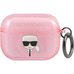 Karl Lagerfeld Glitter Karl`s Head Skal Airpods Pro Rosa