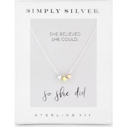 Simply Silver Simply Triple Star Pendant Necklace, Silver/Multi
