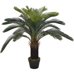 vidaXL Konstväxt Cycas med kruka 90 cm grön Konstgjord växt