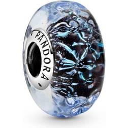 Pandora Wavy Murano Glass Ocean Charm - Silver/Blue