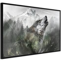 Artgeist med ramme Wolf's Territory Sort 30x20 Plakat