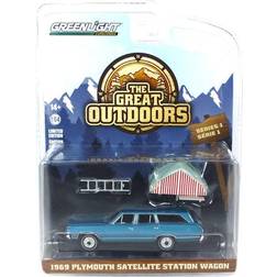 GreenLight 38010-B Plymouth Satellite Station Wagon mit Dachzelt blau metalli