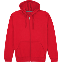 Fruit of the Loom Eversoft Fleece Full Zip Hoodie Sweatshirt Unisex - Red