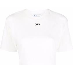 Off-White Cropped Stamped Logo T-shirt